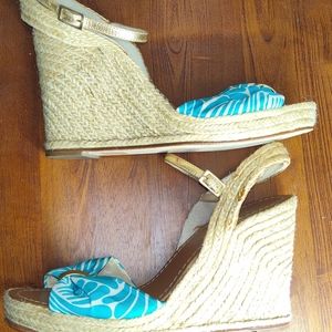 Kate Spade Sz 10 women's Turquoise 4 " Espadrilles Shoes. Pre-owned GOOD! SEE